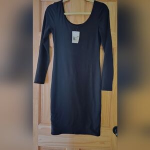 Black Long Sleeve Bodycon Midi Dress